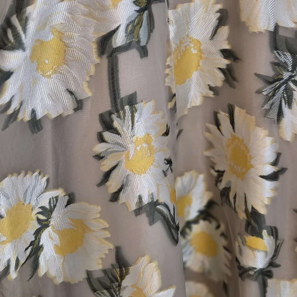 Lela Rose Sunflower Print Beige Midi Dress Boatneck Draped Bodice MSRP $1890 NWT - Picture 5 of 15